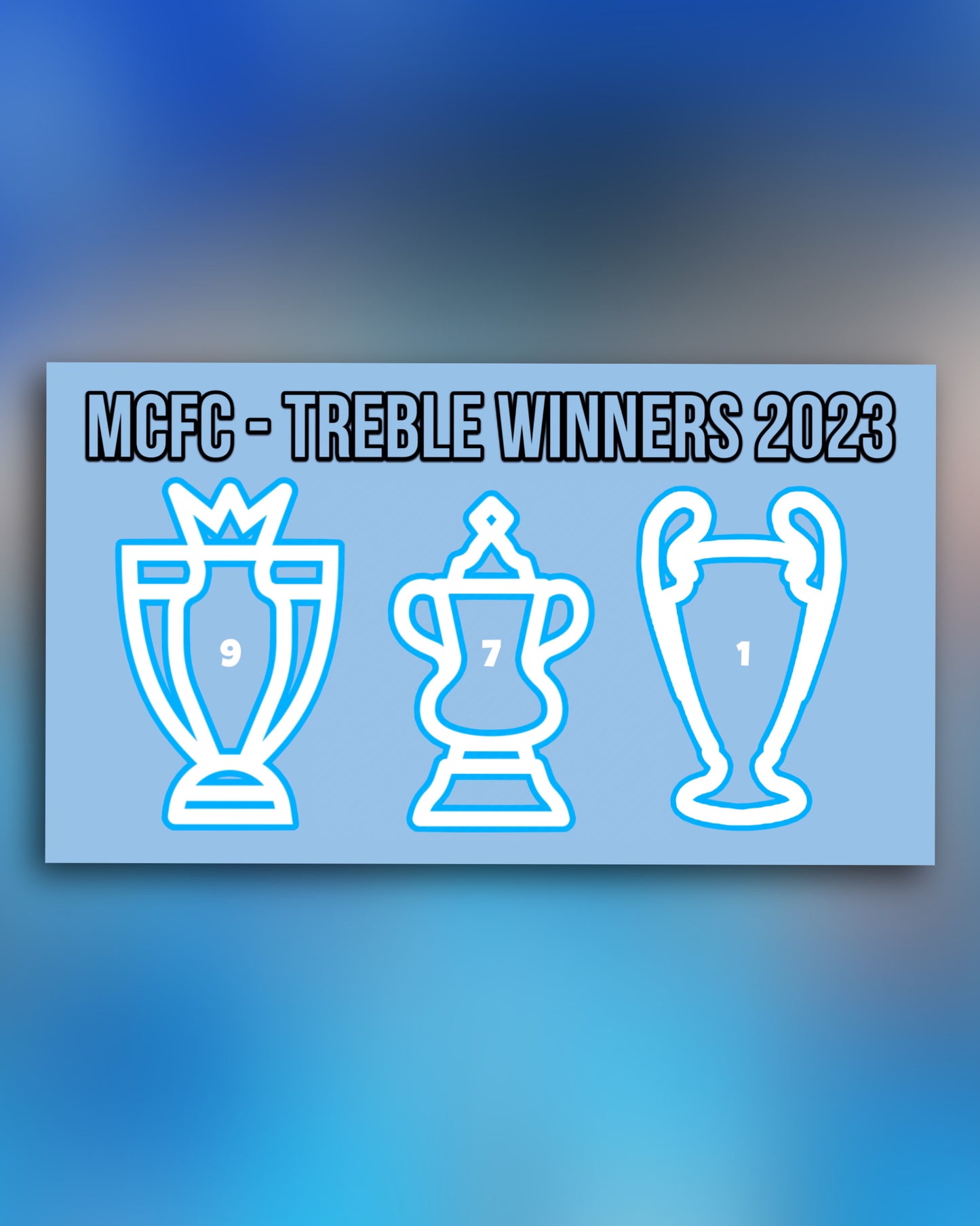 50x ‘TREBLE WINNERS’ Manchester City Stickers.